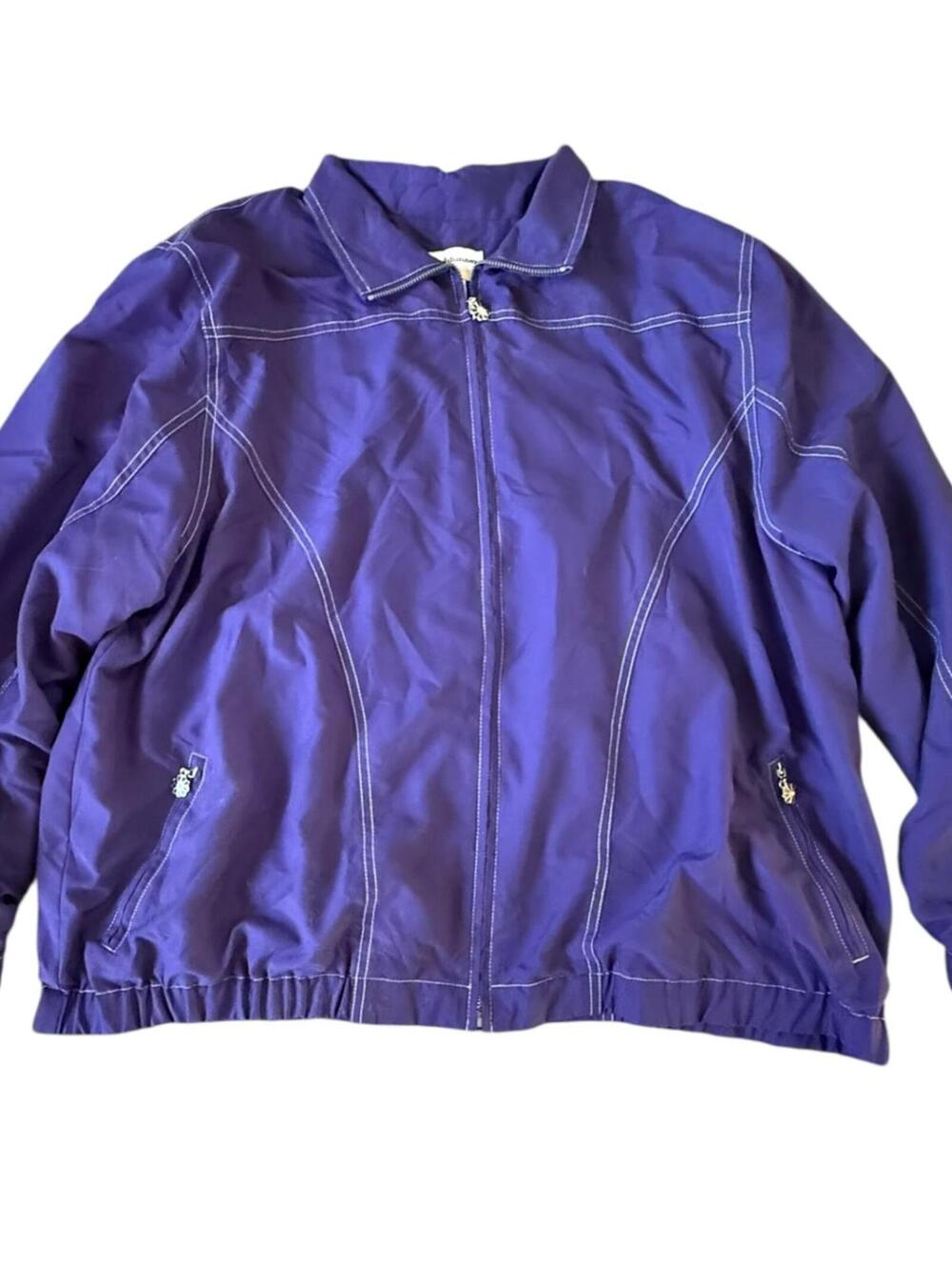Alfred Dunner Women's Plus Size Purple Lightweight Jacket with Floral Lining 1X